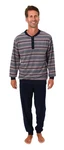 Normann Pyjama Herren Frottee Schlafanzug Dunkelblau/Grau/Rot/Blau