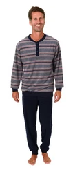 Normann Pyjama Herren Frottee Schlafanzug Dunkelblau/Grau/Rot/Blau