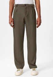 Antioch Strandhose Ottawa High Waist Pleated Oversize Khaki/Dunkelgrün