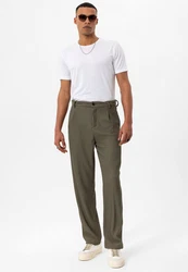 Antioch Strandhose Ottawa High Waist Pleated Oversize Khaki/Dunkelgrün