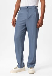 Antioch Strandhose Ottawa High Waist Pleated Oversize Grau/Blau/Hellblau