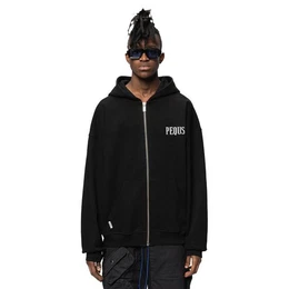 Kapuzenplschjacke Chest Logo Zip Hoodie, schwarz