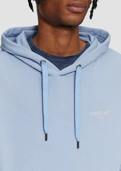 QS Sweatshirt Hoodie mit Frontdruck Artwork Blau/Hellblau