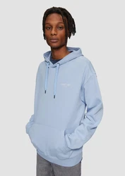 QS Sweatshirt Hoodie mit Frontdruck Artwork Blau/Hellblau