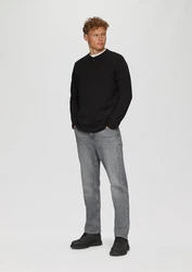 QS Langarmshirt Henley mit Knopfverschluss schwarz