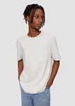 QS Kurzarmshirt T-Shirt mit Brusttasche Weiß/Grau/Creme