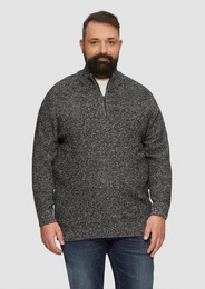 Strickpullover Pullover mit Troyer-Kragen in Melange-Optik Blende