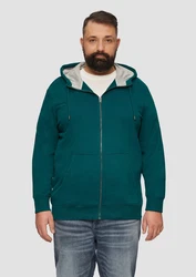s.Oliver Allwetterjacke Sweatshirt-Jacke mit Kapuze und Logo Artwork Grün/Dunkelgrün/Türkis