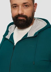 s.Oliver Allwetterjacke Sweatshirt-Jacke mit Kapuze und Logo Artwork Grün/Dunkelgrün/Türkis