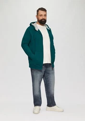 s.Oliver Allwetterjacke Sweatshirt-Jacke mit Kapuze und Logo Artwork Grün/Dunkelgrün/Türkis