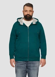 s.Oliver Allwetterjacke Sweatshirt-Jacke mit Kapuze und Logo Artwork Grün/Dunkelgrün/Türkis
