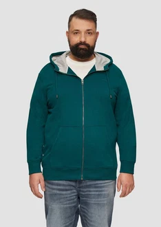 s.Oliver Allwetterjacke Sweatshirt-Jacke mit Kapuze und Logo Artwork Grün/Dunkelgrün/Türkis