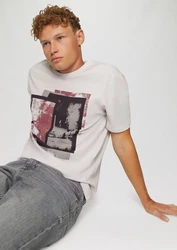 QS Kurzarmshirt T-Shirt mit Frontdruck Artwork Rot/Dunkelrot/Rosa/Bordeaux/Weiß/Creme