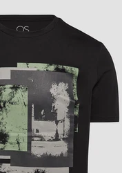 QS Kurzarmshirt T-Shirt mit Frontdruck Artwork anthrazit/hellgrau/hellgrün