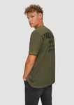QS Kurzarmshirt T-Shirt mit Front- und Rckenprint Artwork Dunkelgrün/Khaki