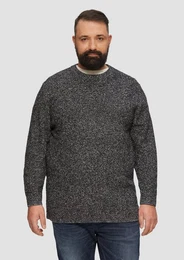 Strickpullover Grobstrickpullover in Melange-Optik Rippblende