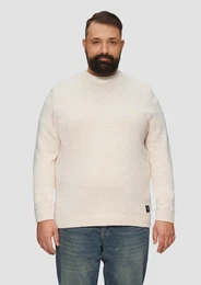 Strickpullover Strukturierter Baumwollpullover mit V-Ausschnitt Logo