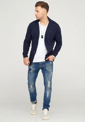 behype Strickjacke FELIAN Dunkelblau/Hellblau