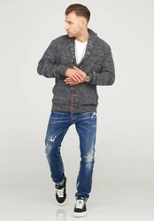behype Strickjacke MIKITA Grau/Hellblau/Hellgrau/Dunkelgrau/Schwarz/Grün