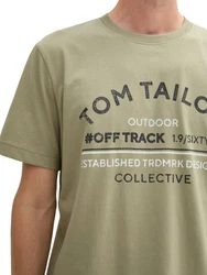 TOM TAILOR T-Shirt mit Frontprint nachtblau/grün/offwhite