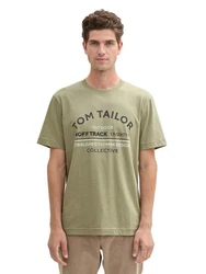 TOM TAILOR T-Shirt mit Frontprint nachtblau/grün/offwhite