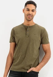 camel active Henleyshirt Dunkelgrün/Khaki