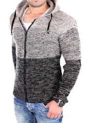 Reslad Strickpullover Cardigan RS-3109 Grau/Schwarz/Hellgrau/Dunkelgrau