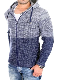 Strickpullover Strickjacke Herren Colorblock Kapuzen Cardigan Jacke RS-3109 (1-tlg) Strickjacke Zipper Hoodie
