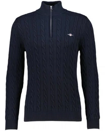Strickpullover Herren Troyer COTTON CABLE HALF ZIP (1-tlg)