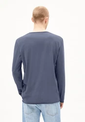 Armedangels Longsleeve MAARKOS LS Herren Grau/Dunkelblau/Blau