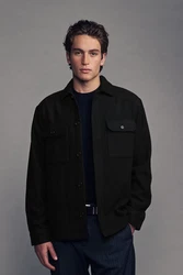 Next Blusenjacke Hemdjacke mit zwei Taschen Schwarz/Dunkelgrau