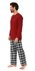 Normann Pyjama Herren Schlafanzug Dunkelrot/Bordeaux/Rot/Braun