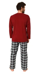 Normann Pyjama Herren Schlafanzug Dunkelrot/Bordeaux/Rot/Braun