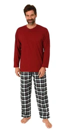 Pyjama Herren Schlafanzug lang, Pyjama mit karierter Flanell-Hose