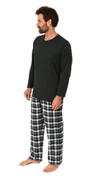 Normann Pyjama Herren Schlafanzug Grau/Schwarz/Grün/Dunkelgrün/Rot