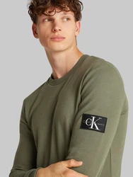 Calvin Klein Jeans Langarmshirt Badge Waffle LS Tee Dunkelgrün/Khaki