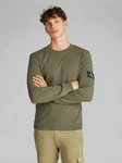 Calvin Klein Jeans Langarmshirt Badge Waffle LS Tee Dunkelgrün/Khaki