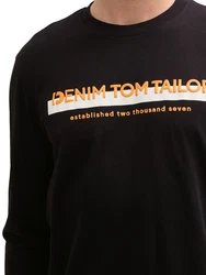 TOM TAILOR Denim Langarmshirt mit Logo-Print Orange/Schwarz/Dunkelblau/Gelb