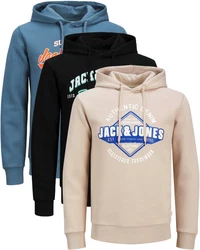 Jack & Jones Kapuzensweatshirt Logoprint Blau/Mischfarben/Beige