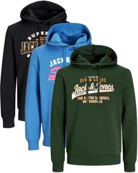 Jack & Jones Kapuzensweatshirt Logoprint Mischfarben/Dunkelgrün/Grün/Schwarz/Hellblau