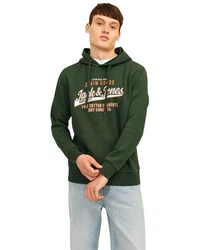 Jack & Jones Kapuzensweatshirt Logoprint Mischfarben/Dunkelgrün/Grün/Schwarz/Hellblau