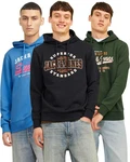 Jack & Jones Kapuzensweatshirt Logoprint Mischfarben/Dunkelgrün/Grün/Schwarz/Hellblau