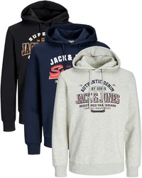 Jack & Jones Kapuzensweatshirt Logoprint Dunkelblau/Grau/Lila