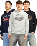 Jack & Jones Kapuzensweatshirt Logoprint Dunkelblau/Grau/Lila