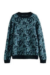 Rundhalspullover Angerauter Relaxed Fit Rundhalspullover mit Muster (1-tlg)