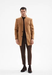 Antioch Wintermantel Mandarin Collar Coat Braun/Beige