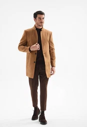 Antioch Wintermantel Mandarin Collar Coat Braun/Beige