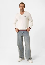 Moxx Paris Sweatshirt Maxime Creme/Beige/Khaki/Dunkelblau/Weiß
