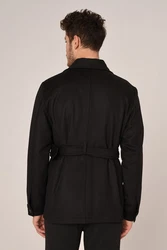 Antioch Wintermantel Lapel Collar Belt Detailed Coat Schwarz/Beige