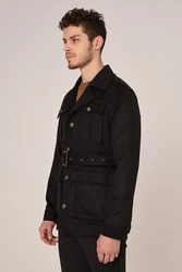 Antioch Wintermantel Lapel Collar Belt Detailed Coat Schwarz/Beige